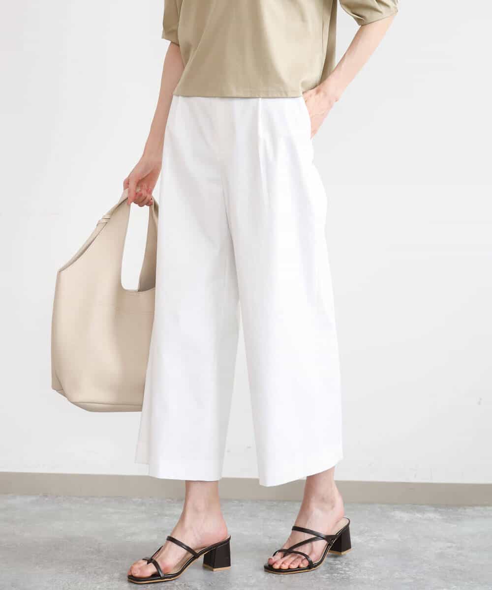 FKLGD72160 MK MICHEL KLEIN(MK ミッシェルクラン) [洗える]ナチュラルツイルワイドクロップドパンツ ベージュ