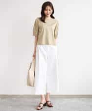 FKLGD72160 MK MICHEL KLEIN(MK ミッシェルクラン) [洗える]ナチュラルツイルワイドクロップドパンツ ベージュ