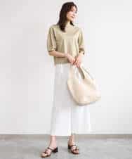 FKLGD72160 MK MICHEL KLEIN(MK ミッシェルクラン) [洗える]ナチュラルツイルワイドクロップドパンツ ベージュ