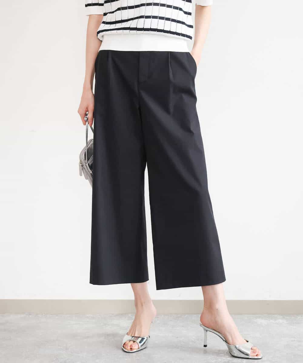 FKLGD72160 MK MICHEL KLEIN(MK ミッシェルクラン) [洗える]ナチュラルツイルワイドクロップドパンツ ベージュ