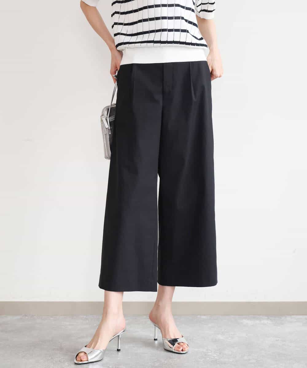 FKLGD72160 MK MICHEL KLEIN(MK ミッシェルクラン) [洗える]ナチュラルツイルワイドクロップドパンツ ベージュ