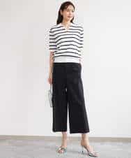 FKLGD72160 MK MICHEL KLEIN(MK ミッシェルクラン) [洗える]ナチュラルツイルワイドクロップドパンツ ベージュ