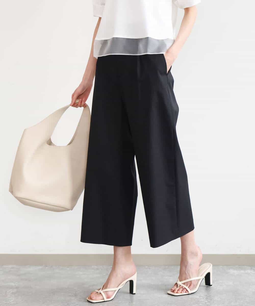 FKLGD72160 MK MICHEL KLEIN(MK ミッシェルクラン) [洗える]ナチュラルツイルワイドクロップドパンツ ベージュ