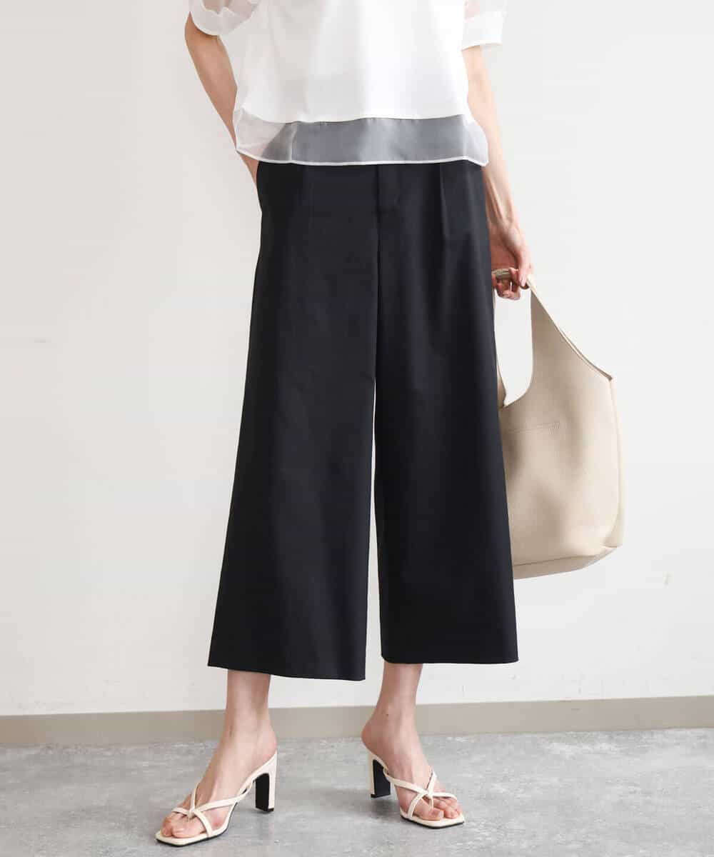 FKLGD72160 MK MICHEL KLEIN(MK ミッシェルクラン) [洗える]ナチュラルツイルワイドクロップドパンツ ベージュ