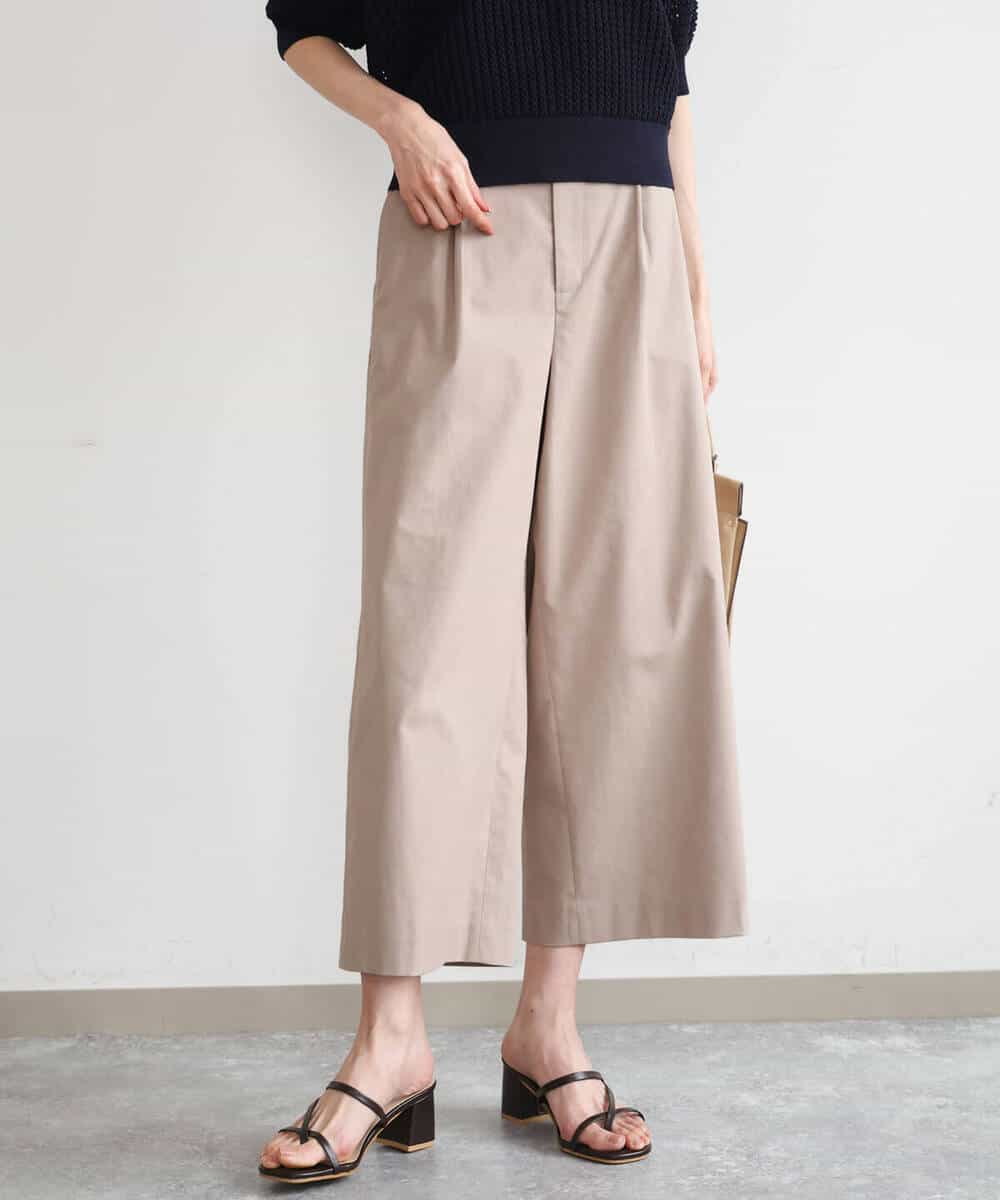 FKLGD72160 MK MICHEL KLEIN(MK ミッシェルクラン) [洗える]ナチュラルツイルワイドクロップドパンツ ベージュ