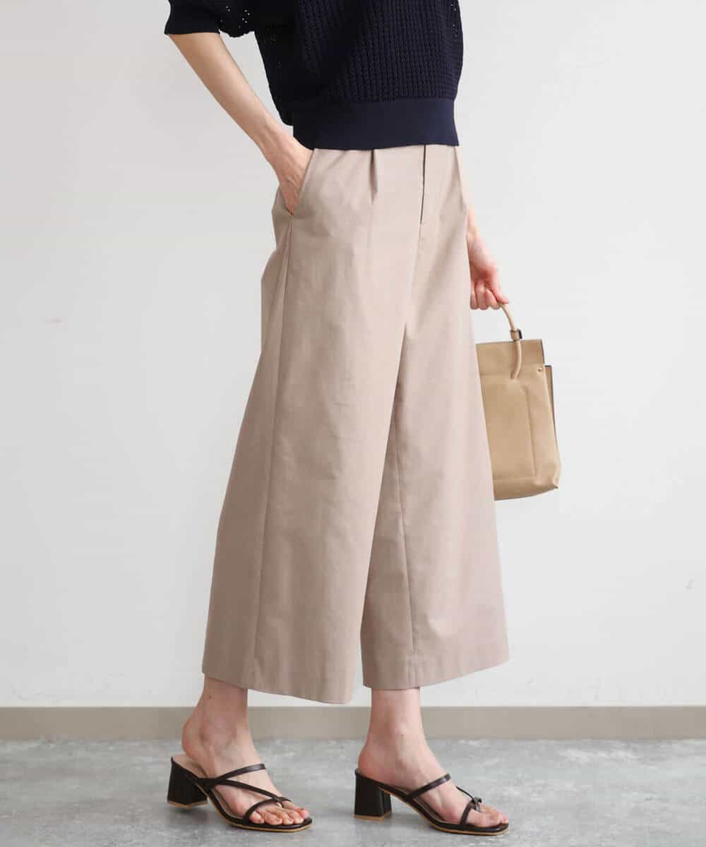 FKLGD72160 MK MICHEL KLEIN(MK ミッシェルクラン) [洗える]ナチュラルツイルワイドクロップドパンツ ベージュ