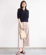 FKLGD72160 MK MICHEL KLEIN(MK ミッシェルクラン) [洗える]ナチュラルツイルワイドクロップドパンツ ベージュ