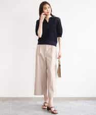 FKLGD72160 MK MICHEL KLEIN(MK ミッシェルクラン) [洗える]ナチュラルツイルワイドクロップドパンツ ベージュ