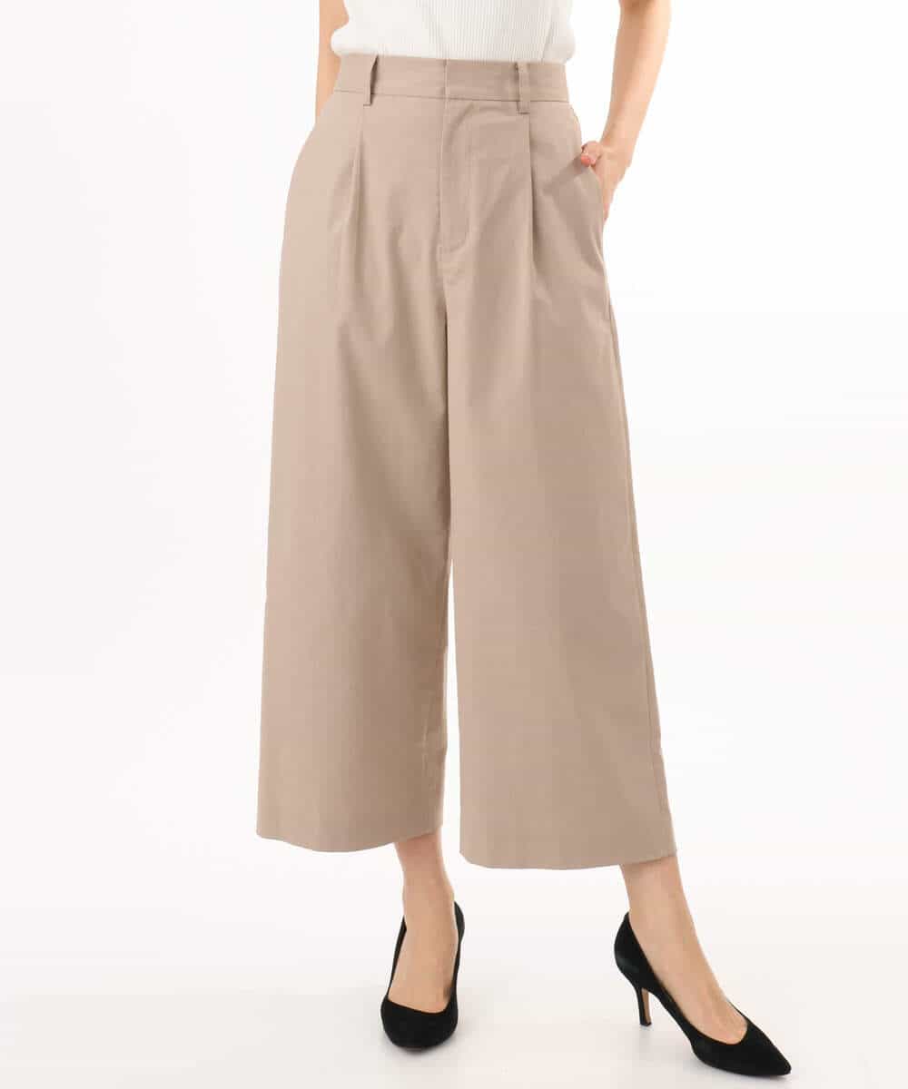 FKLGD72160 MK MICHEL KLEIN(MK ミッシェルクラン) [洗える]ナチュラルツイルワイドクロップドパンツ ベージュ