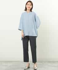 FKLGS34140 MK MICHEL KLEIN(MK ミッシェルクラン) サテンストレッチテーパードパンツ/洗える ブルー