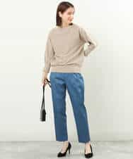 FKLGS34140 MK MICHEL KLEIN(MK ミッシェルクラン) サテンストレッチテーパードパンツ/洗える ブルー