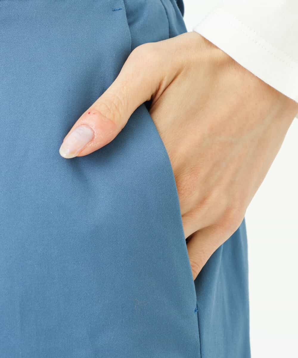 FKLGS34140 MK MICHEL KLEIN(MK ミッシェルクラン) サテンストレッチテーパードパンツ/洗える ブルー