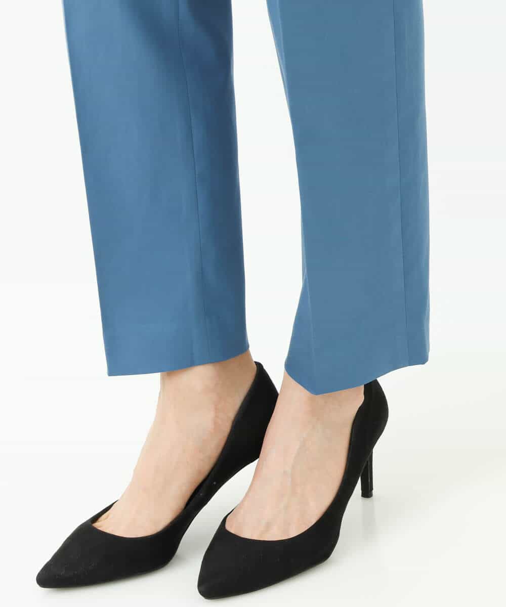 FKLGS34140 MK MICHEL KLEIN(MK ミッシェルクラン) サテンストレッチテーパードパンツ/洗える ブルー