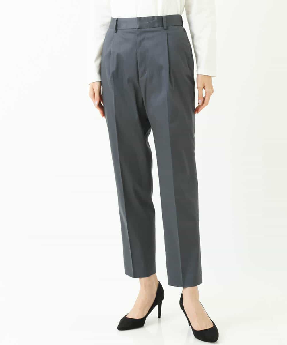 FKLGS34140 MK MICHEL KLEIN(MK ミッシェルクラン) サテンストレッチテーパードパンツ/洗える ブルー