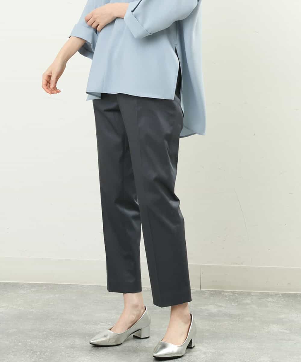 FKLGS34140 MK MICHEL KLEIN(MK ミッシェルクラン) サテンストレッチテーパードパンツ/洗える ダークグレー