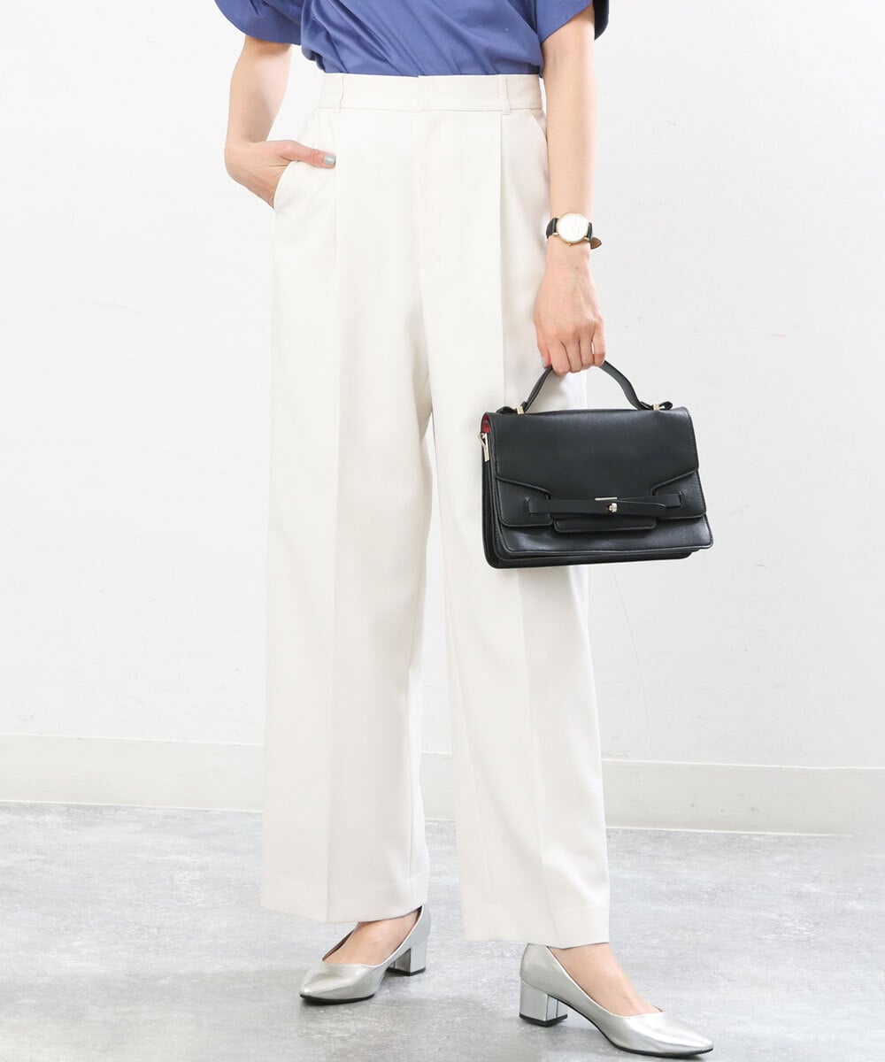 FKLGS50160 MK MICHEL KLEIN(MK ミッシェルクラン) ストレートワイドパンツ/洗える ホワイト