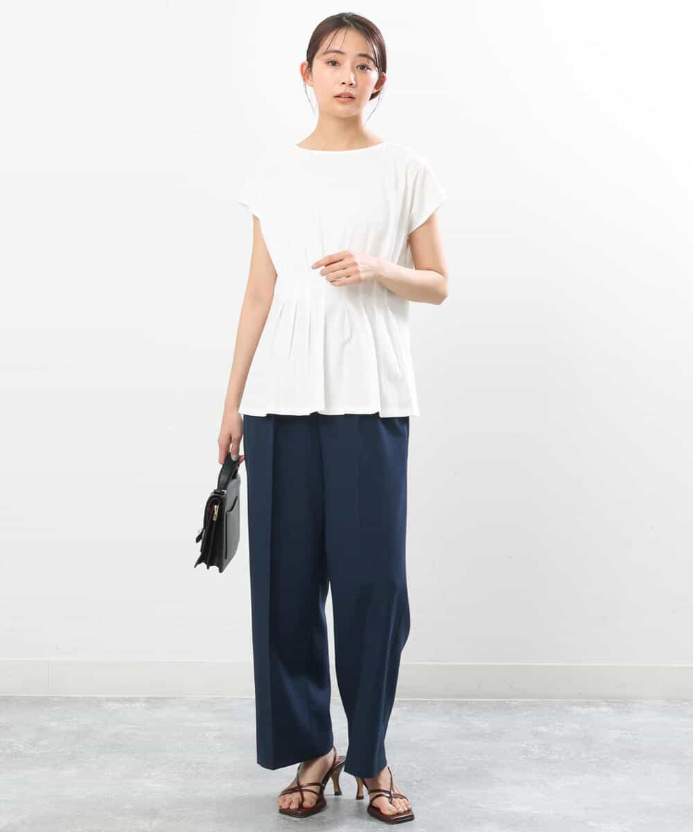 FKLGS50160 MK MICHEL KLEIN(MK ミッシェルクラン) ストレートワイドパンツ/洗える ホワイト