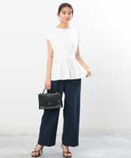 FKLGS50160 MK MICHEL KLEIN(MK ミッシェルクラン) ストレートワイドパンツ/洗える ホワイト