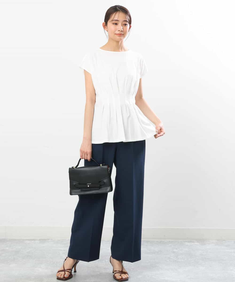 FKLGS50160 MK MICHEL KLEIN(MK ミッシェルクラン) ストレートワイドパンツ/洗える ホワイト