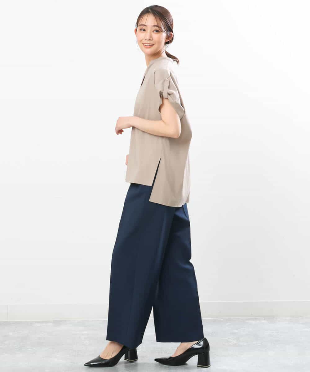 FKLGS50160 MK MICHEL KLEIN(MK ミッシェルクラン) ストレートワイドパンツ/洗える ホワイト