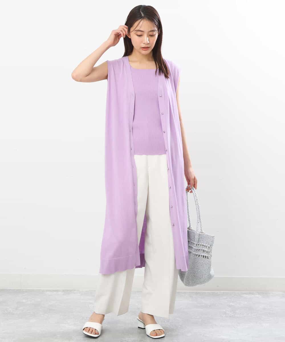 FKLGS50160 MK MICHEL KLEIN(MK ミッシェルクラン) ストレートワイドパンツ/洗える ホワイト