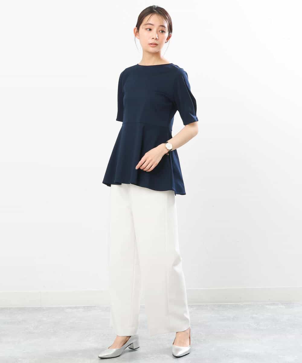 FKLGS50160 MK MICHEL KLEIN(MK ミッシェルクラン) ストレートワイドパンツ/洗える ホワイト