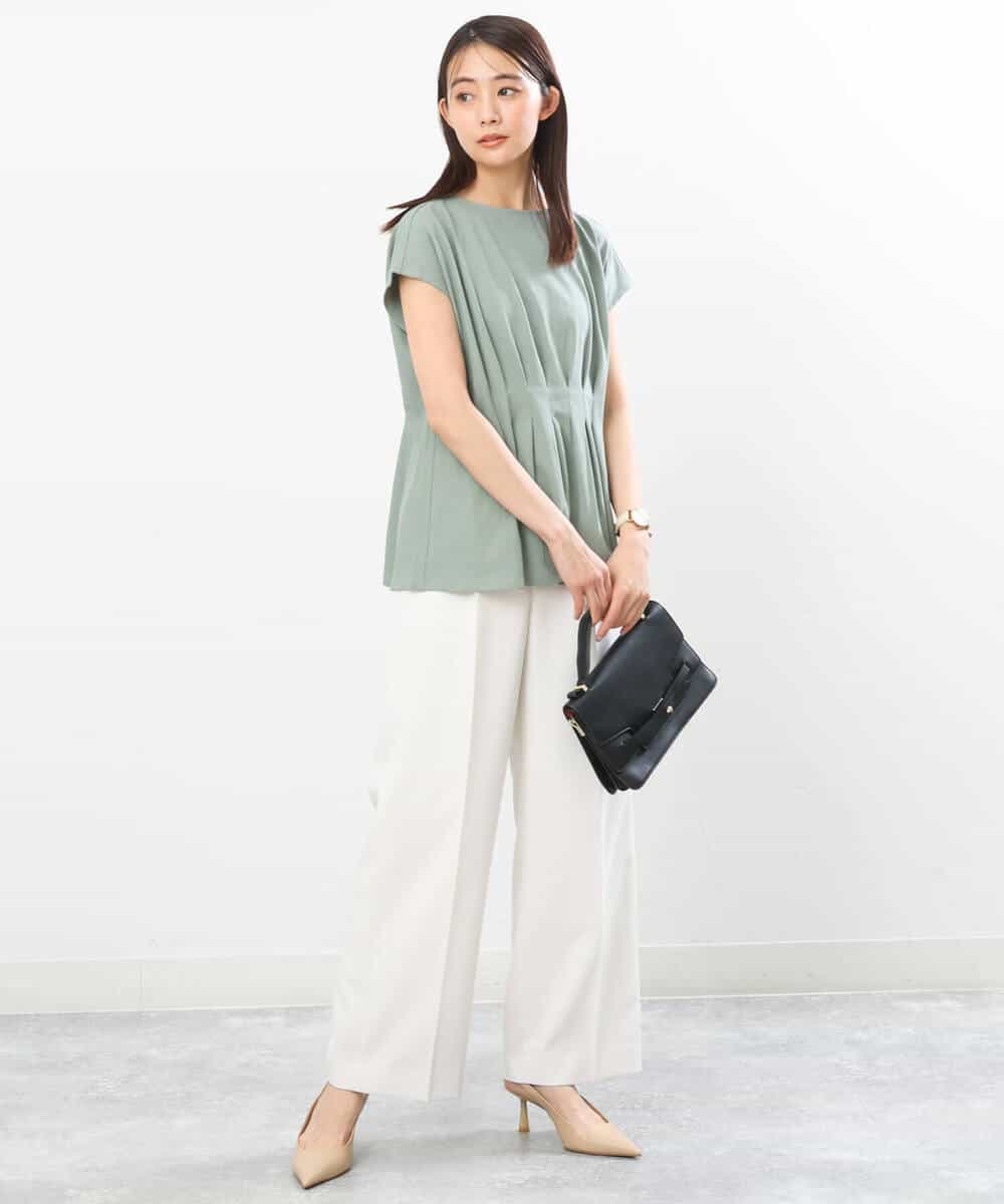 FKLGS50160 MK MICHEL KLEIN(MK ミッシェルクラン) ストレートワイドパンツ/洗える ホワイト