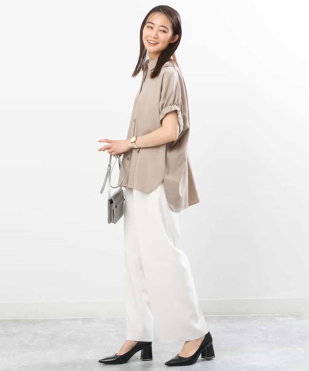 FKLGS50160 MK MICHEL KLEIN(MK ミッシェルクラン) ストレートワイドパンツ/洗える ホワイト