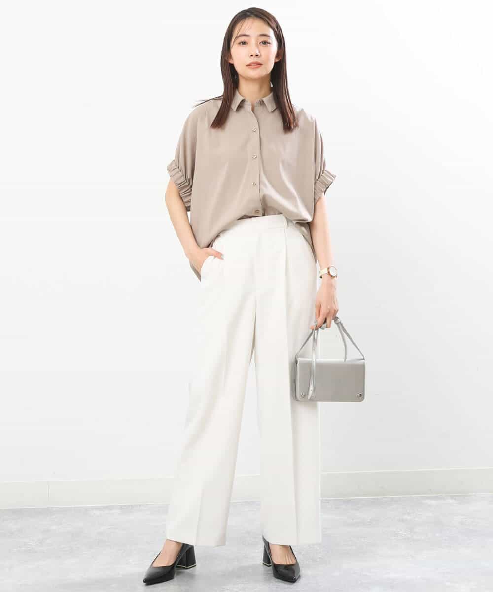 FKLGS50160 MK MICHEL KLEIN(MK ミッシェルクラン) ストレートワイドパンツ/洗える ホワイト