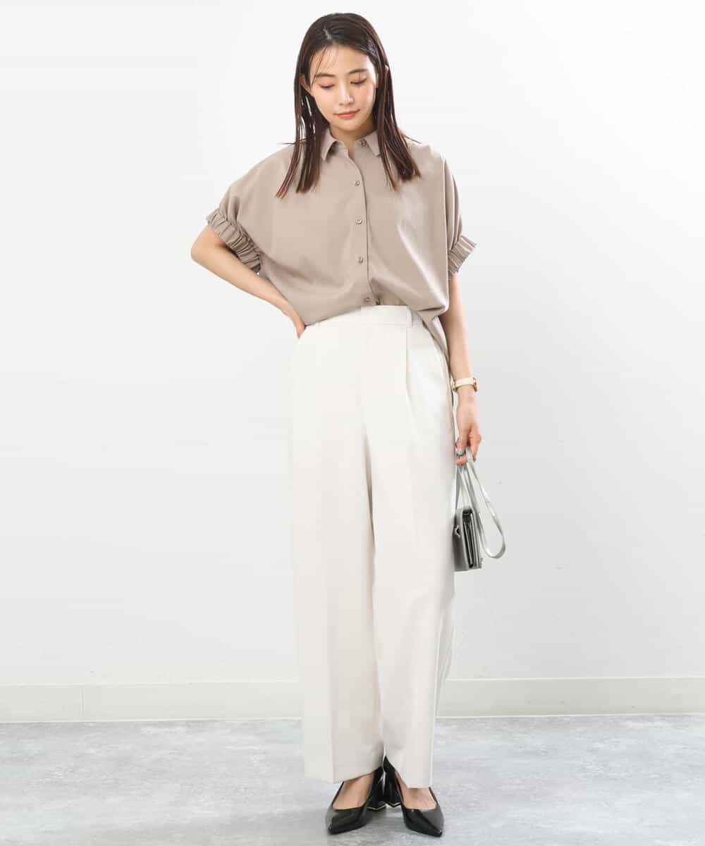 FKLGS50160 MK MICHEL KLEIN(MK ミッシェルクラン) ストレートワイドパンツ/洗える ホワイト