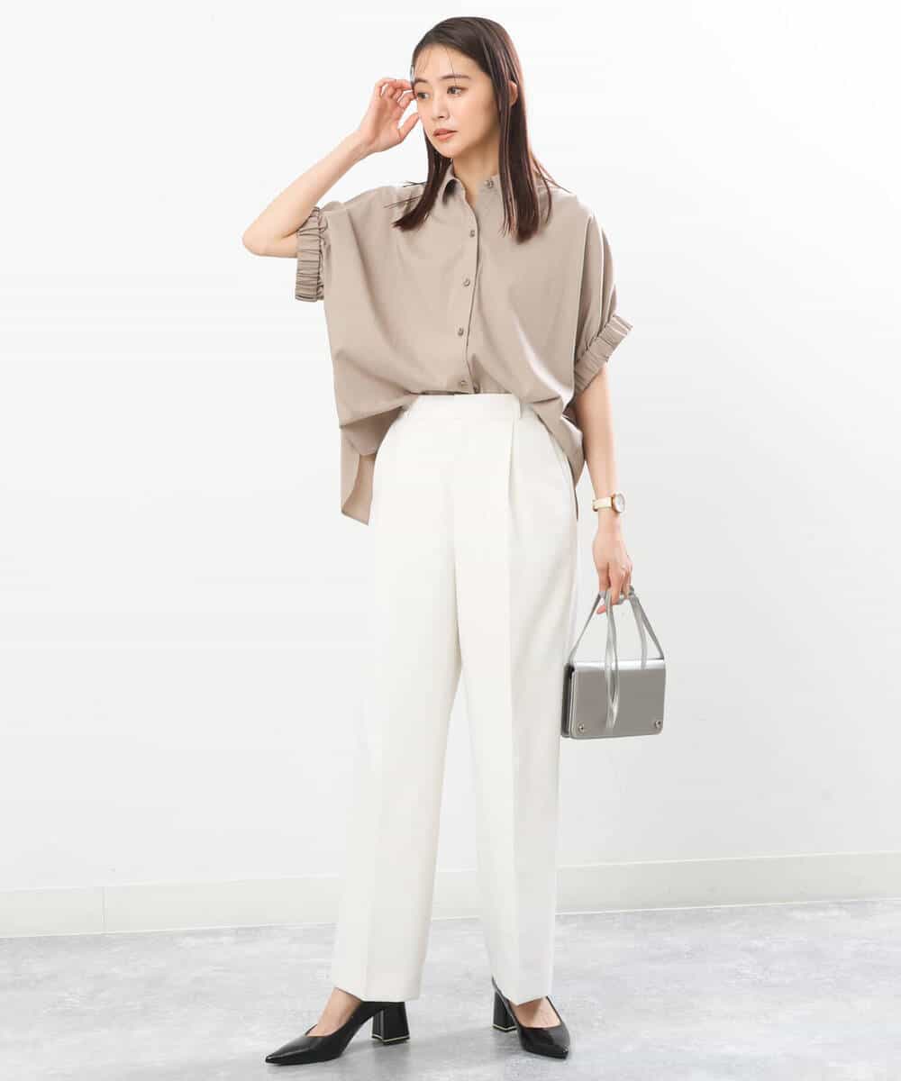 FKLGS50160 MK MICHEL KLEIN(MK ミッシェルクラン) ストレートワイドパンツ/洗える ホワイト