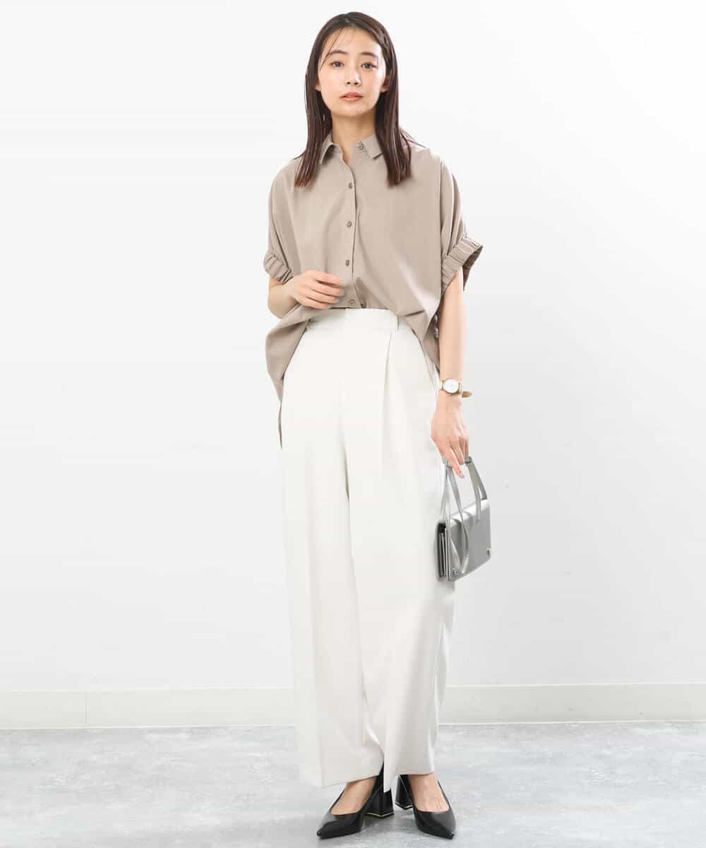 FKLGS50160 MK MICHEL KLEIN(MK ミッシェルクラン) ストレートワイドパンツ/洗える ホワイト