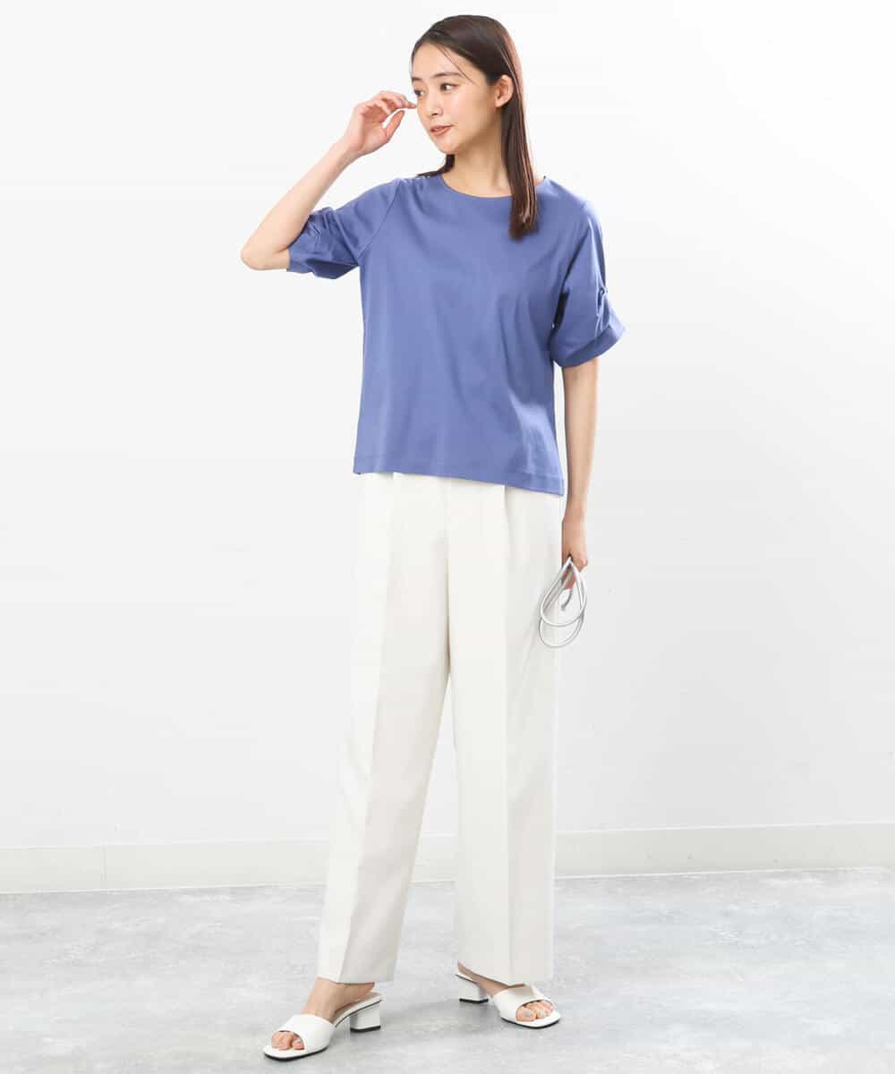 FKLGS50160 MK MICHEL KLEIN(MK ミッシェルクラン) ストレートワイドパンツ/洗える ホワイト