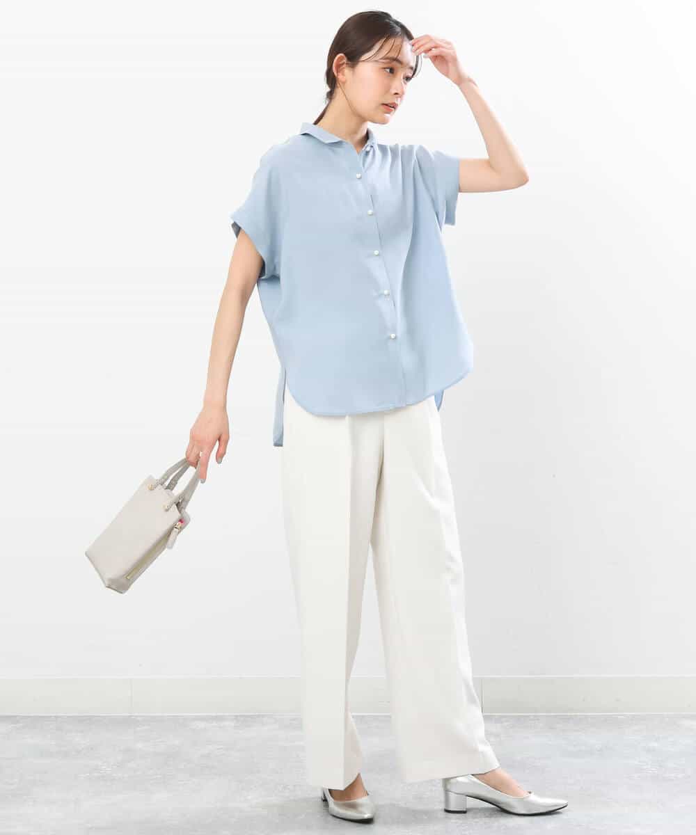 FKLGS50160 MK MICHEL KLEIN(MK ミッシェルクラン) ストレートワイドパンツ/洗える ホワイト