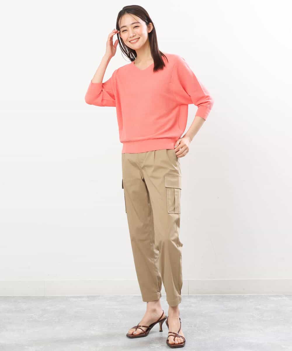 FKLGS56160 MK MICHEL KLEIN(MK ミッシェルクラン) 細身カーゴパンツ/洗える アイボリー