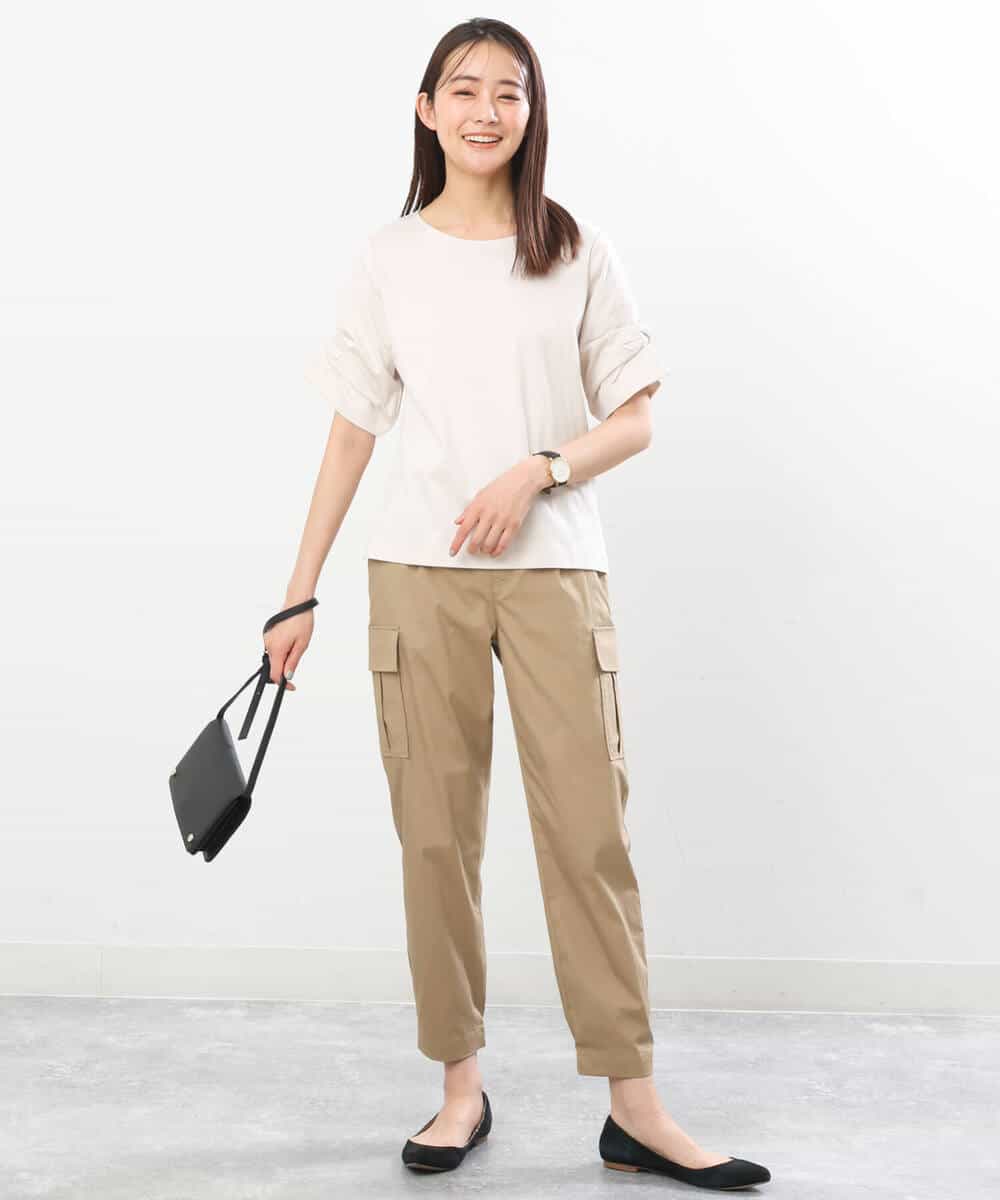 FKLGS56160 MK MICHEL KLEIN(MK ミッシェルクラン) 細身カーゴパンツ/洗える アイボリー