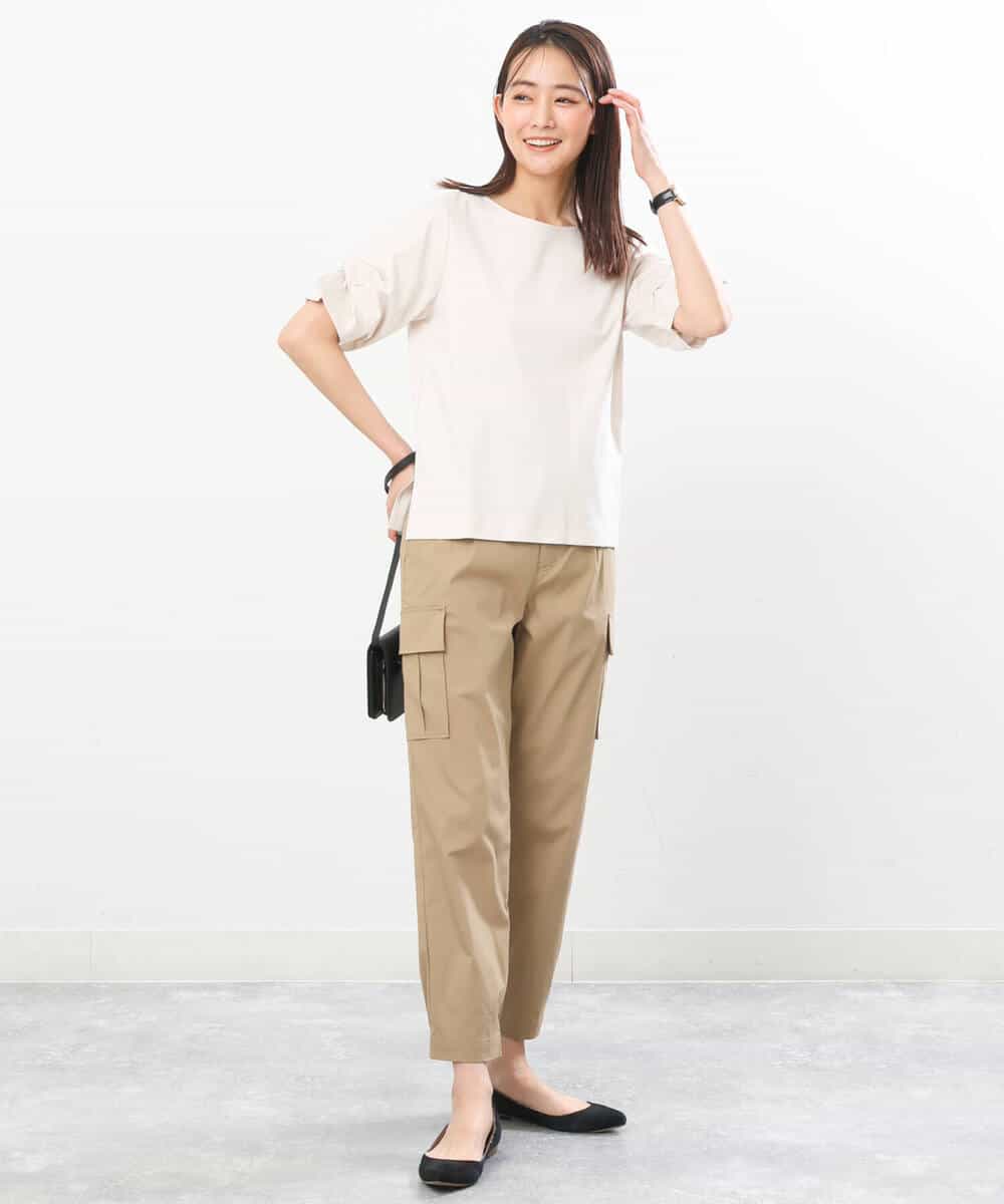 FKLGS56160 MK MICHEL KLEIN(MK ミッシェルクラン) 細身カーゴパンツ/洗える アイボリー