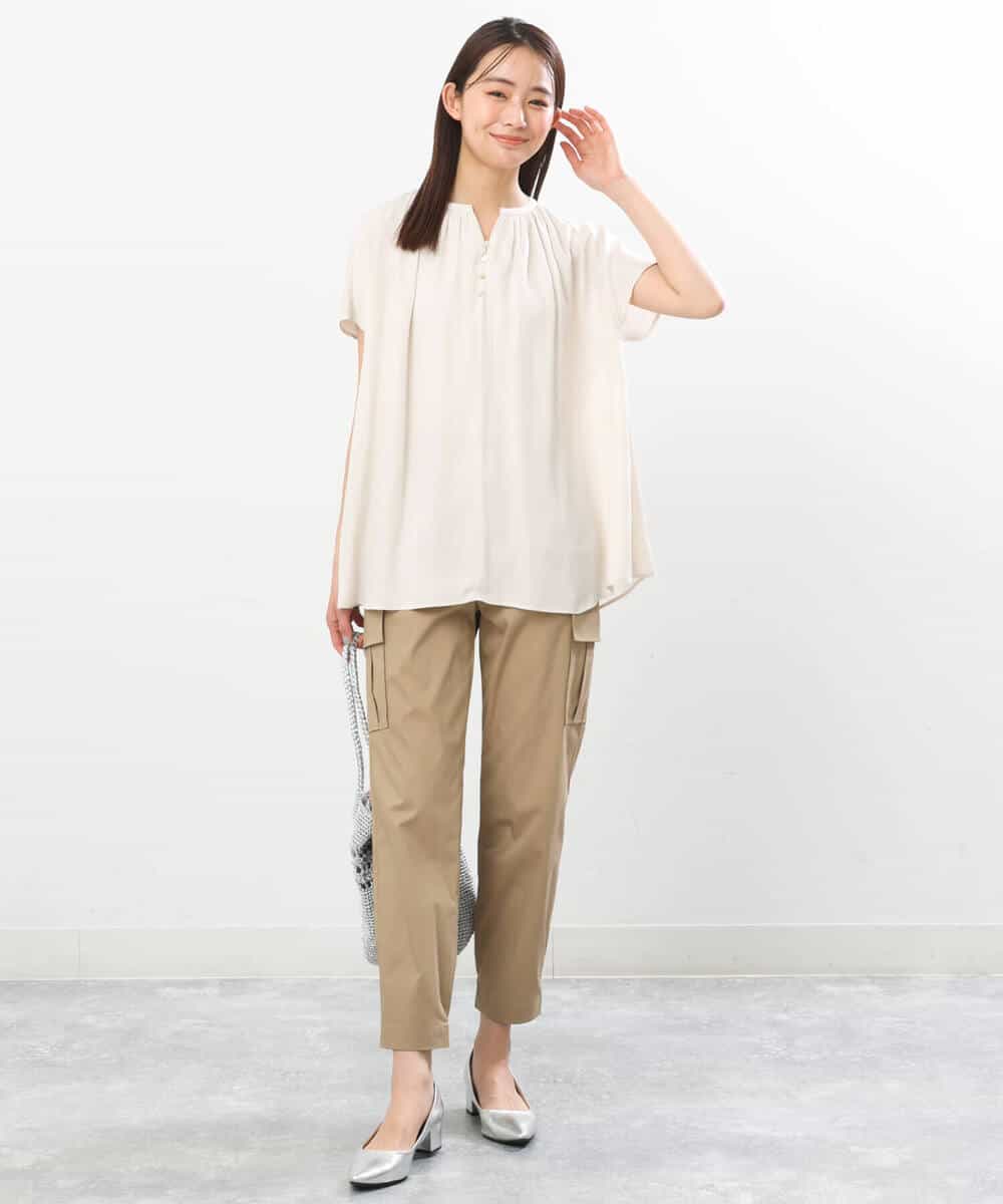 FKLGS56160 MK MICHEL KLEIN(MK ミッシェルクラン) 細身カーゴパンツ/洗える アイボリー
