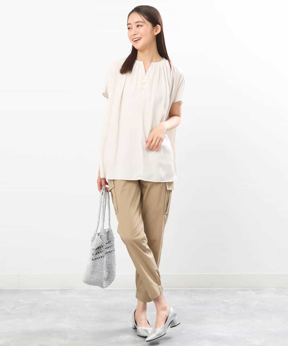 FKLGS56160 MK MICHEL KLEIN(MK ミッシェルクラン) 細身カーゴパンツ/洗える アイボリー