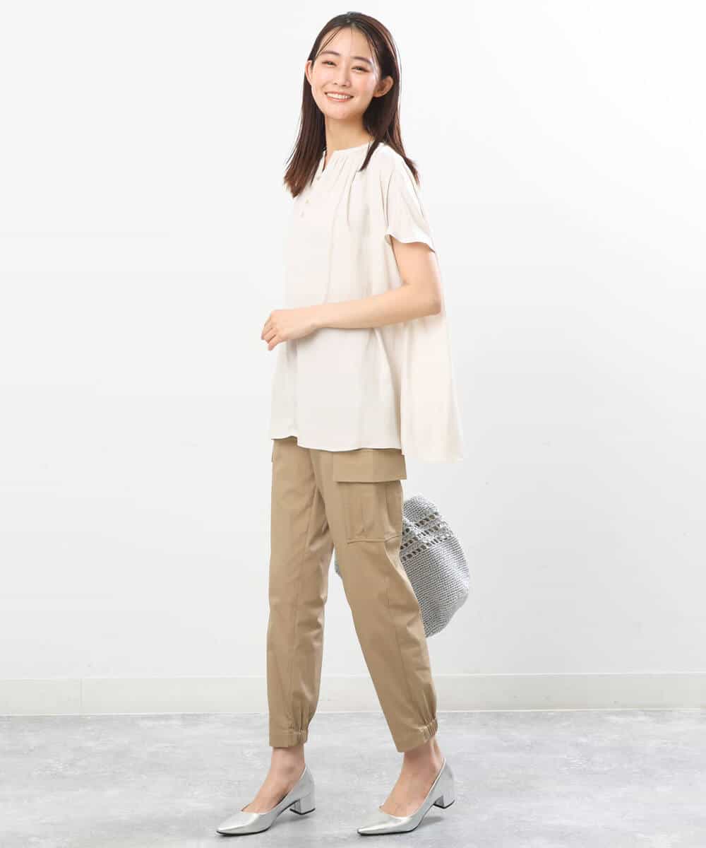 FKLGS56160 MK MICHEL KLEIN(MK ミッシェルクラン) 細身カーゴパンツ/洗える アイボリー