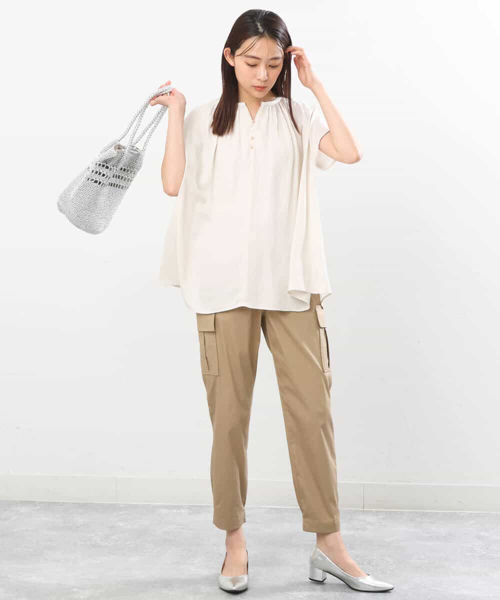 FKLGS56160 MK MICHEL KLEIN(MK ミッシェルクラン) 細身カーゴパンツ/洗える アイボリー