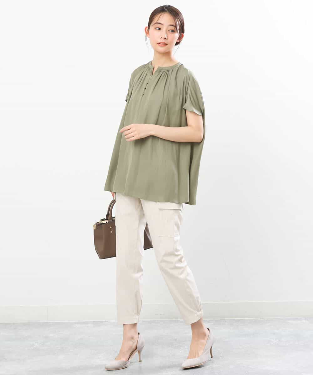 FKLGS56160 MK MICHEL KLEIN(MK ミッシェルクラン) 細身カーゴパンツ/洗える アイボリー