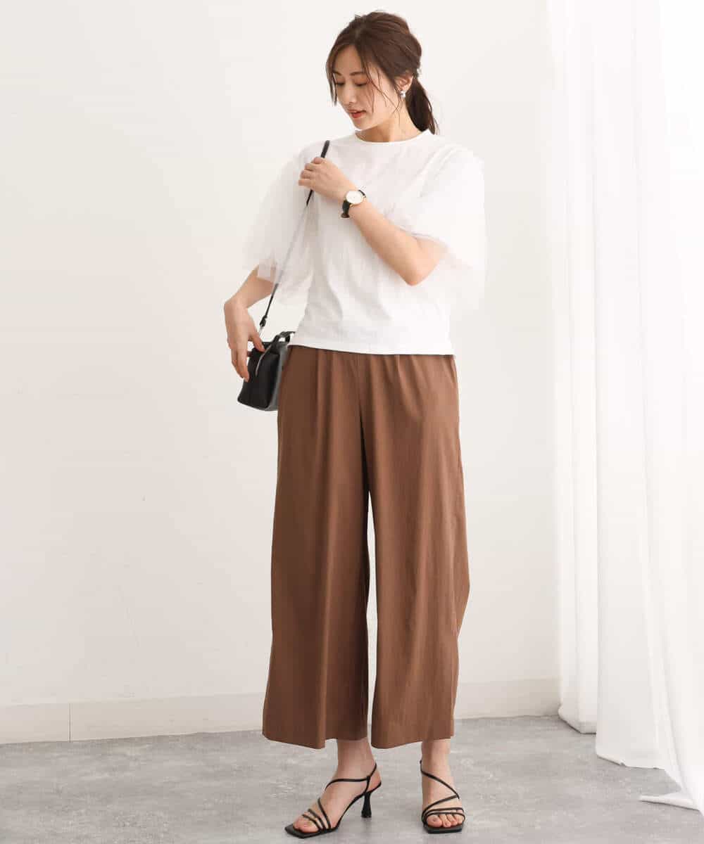 FKLGU52150 MK MICHEL KLEIN(MK ミッシェルクラン) リラクシーワイドパンツ/洗える ブラウン