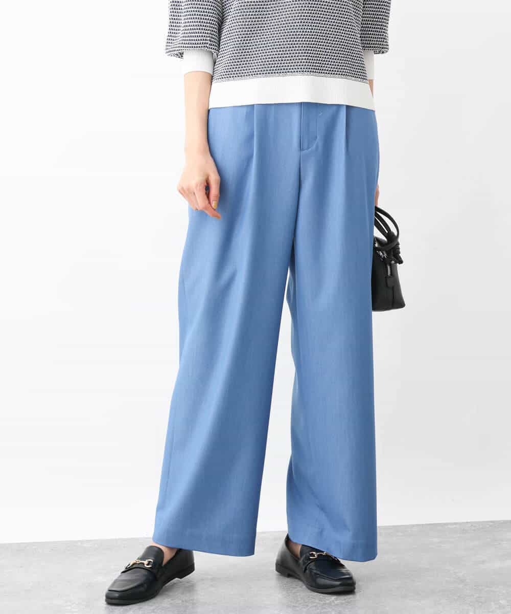 FKLGV30160 MK MICHEL KLEIN(MK ミッシェルクラン) デニムライクワイドパンツ/洗える ネイビー