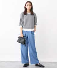 FKLGV30160 MK MICHEL KLEIN(MK ミッシェルクラン) デニムライクワイドパンツ/洗える ネイビー