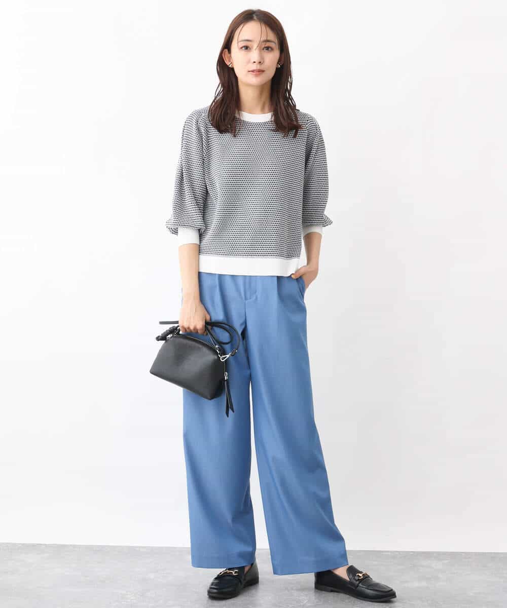 FKLGV30160 MK MICHEL KLEIN(MK ミッシェルクラン) デニムライクワイドパンツ/洗える ネイビー