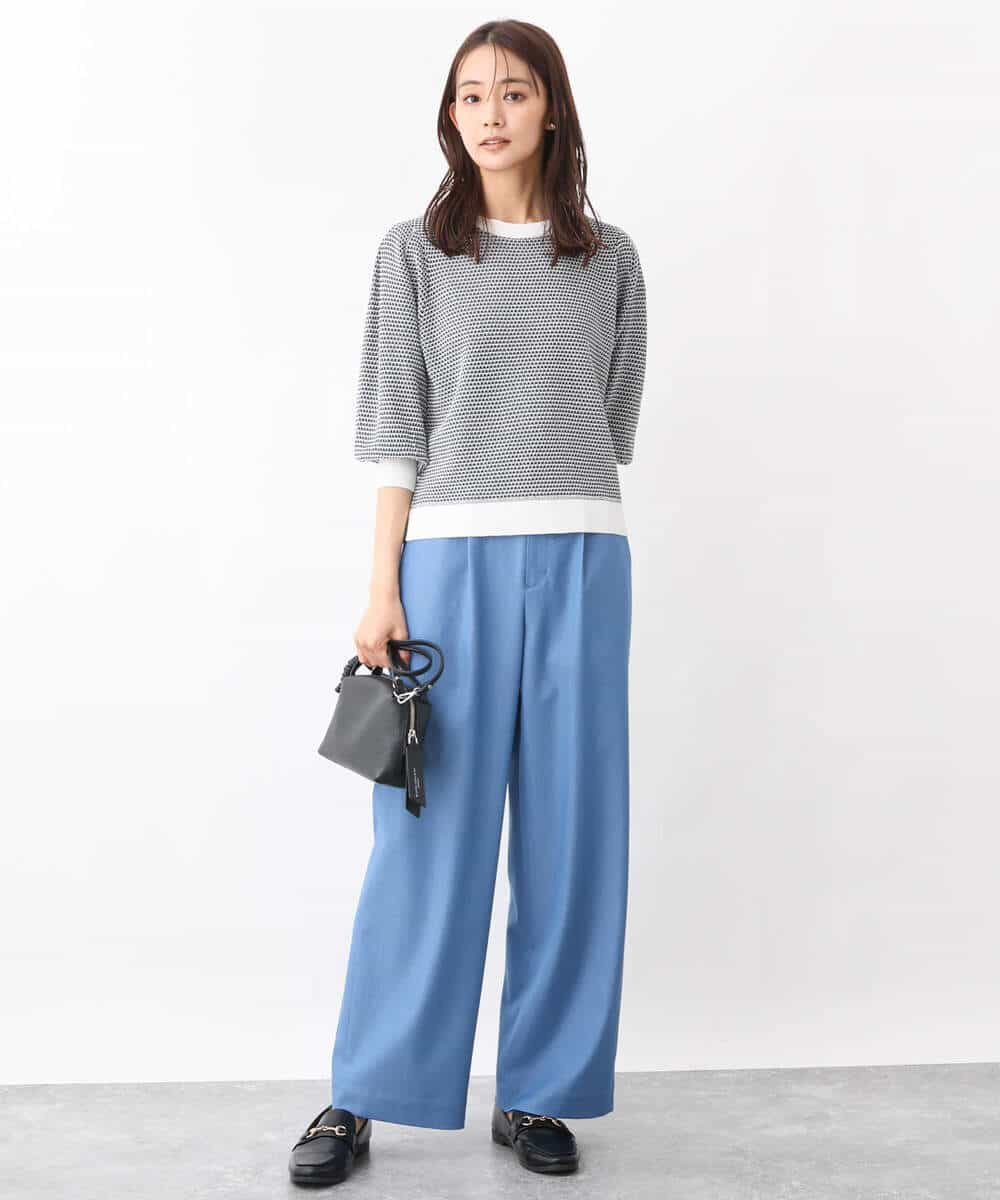 FKLGV30160 MK MICHEL KLEIN(MK ミッシェルクラン) デニムライクワイドパンツ/洗える ネイビー