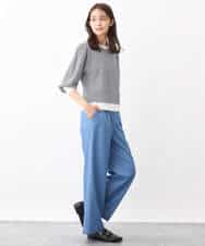 FKLGV30160 MK MICHEL KLEIN(MK ミッシェルクラン) デニムライクワイドパンツ/洗える ネイビー