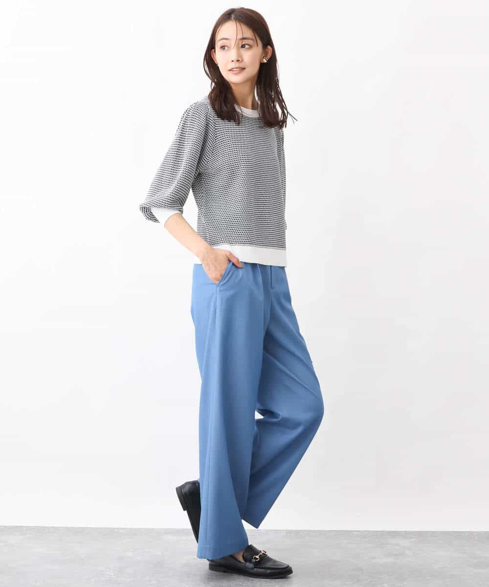 FKLGV30160 MK MICHEL KLEIN(MK ミッシェルクラン) デニムライクワイドパンツ/洗える ネイビー