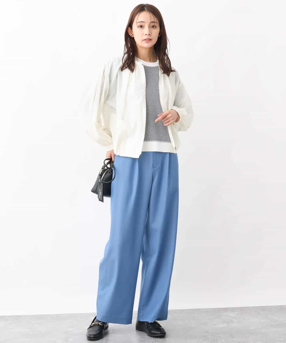 FKLGV30160 MK MICHEL KLEIN(MK ミッシェルクラン) デニムライクワイドパンツ/洗える ネイビー